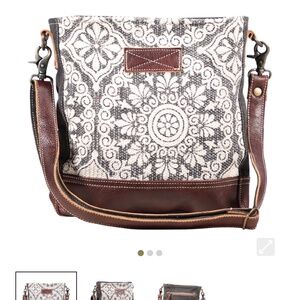 Myra leather and canvas eco-friendly bag NWT